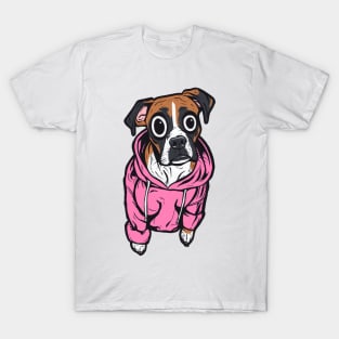 Boxer Dog Pink Hoodie T-Shirt